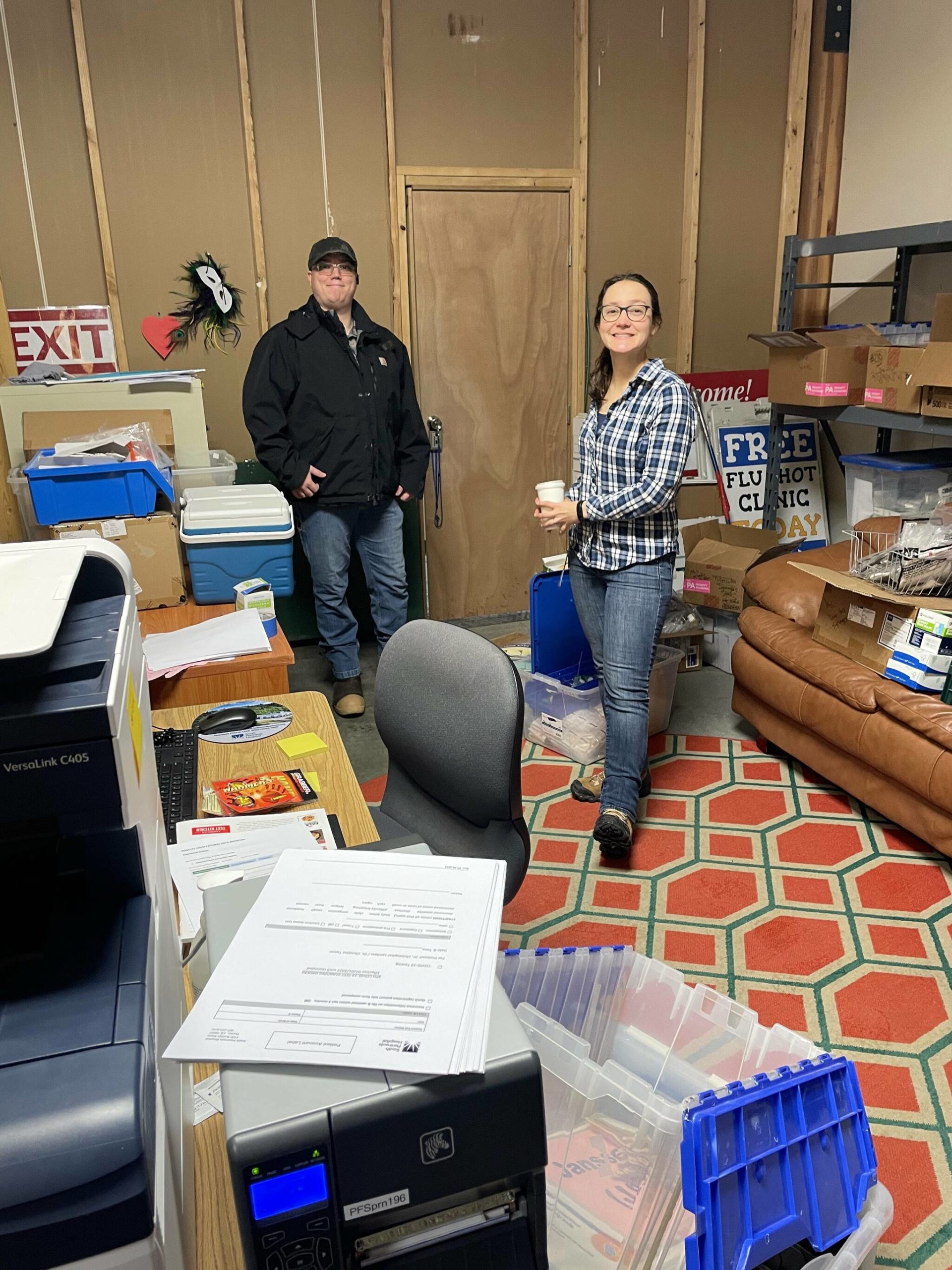 Emilie Springer/Homer News 
Hospital employees John Bishop and Anna Leewald inventory remaining items at South Peninsula Hospital site Friday.