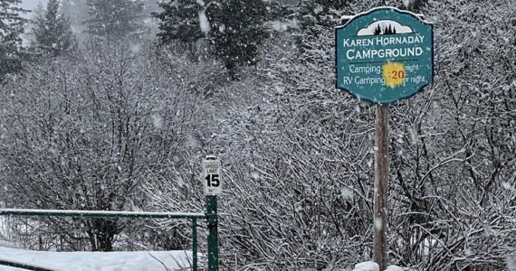 Entrance to Karen Hornaday Campground, photographed on Tuesday, Jan. 17, 2023, in Homer, Alaska. (Emilie Springer/Homer News)