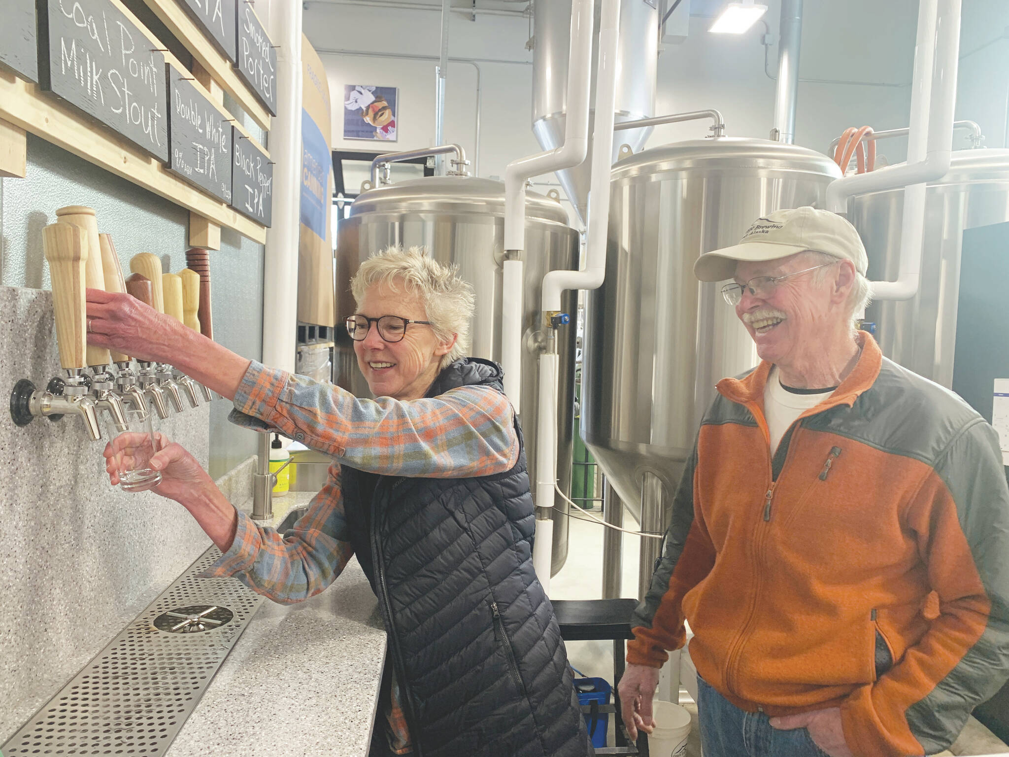 Sherry and Don Stead, owners of Grace Ridge Brewing, celebrate one year in their new location on Smoky Bay Way, Friday.