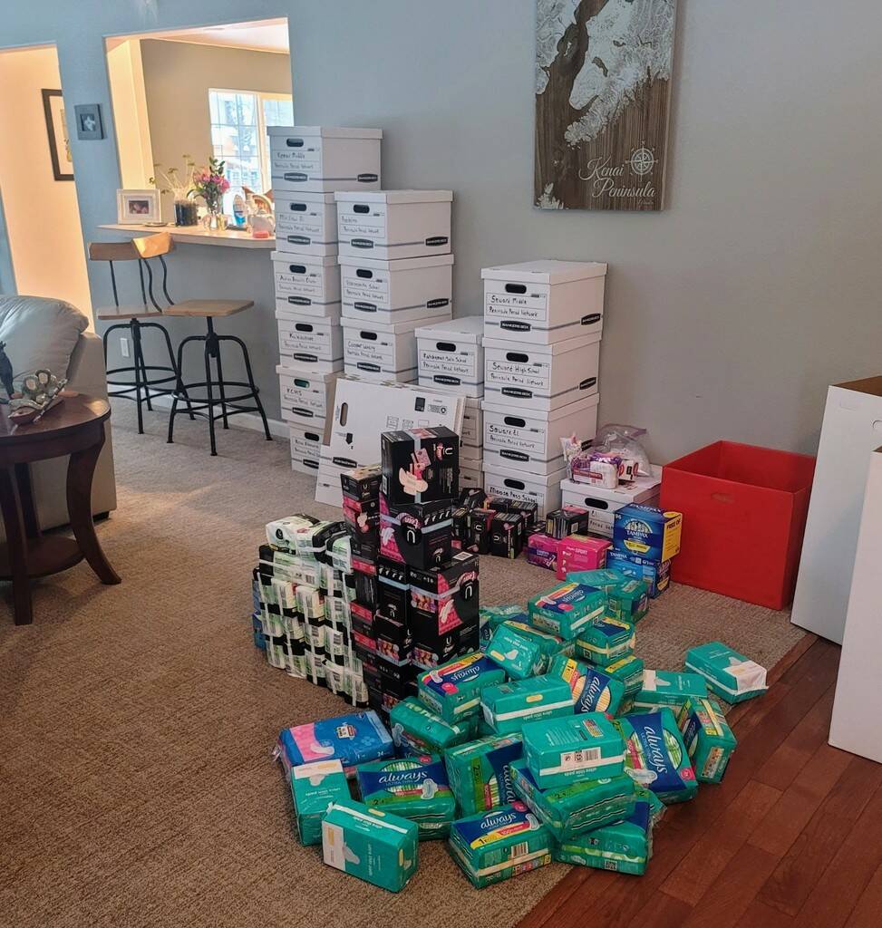 Donated products are gathered before being boxed and sent to schools. (Photo courtesy Chera Wackler)