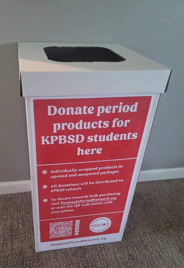 A donation box for period products. (Photo courtesy Chera Wackler)