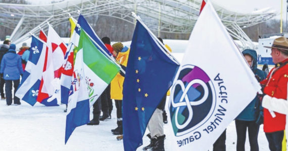 Photo provided by Matfey Reutov
People hold flags of the participating teams of the 2023 Arctic Winter Games.
