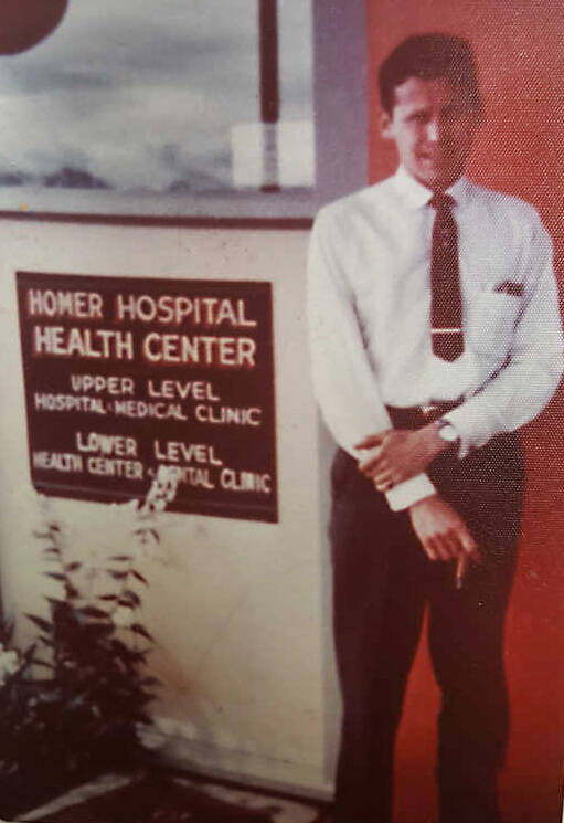 Dr. John Fenger, chief-of-staff, poses outside the Homer Hospital Health Center, circa 1960. (Photo courtesy of South Peninsula Hospital)
