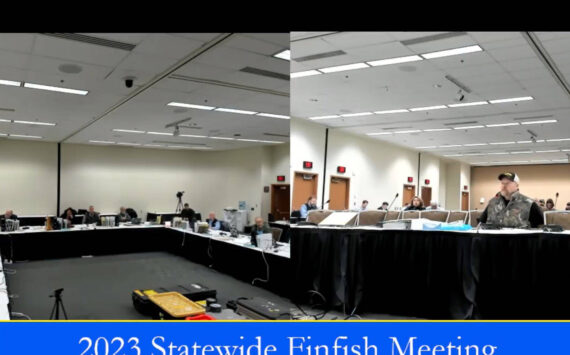 Glen Trombley, a Kenai River personal use guide, testifies to the Alaska Board of Fisheries during the 2023 Statewide Finfish Meeting on March 10, 2023 at the Egan Civic & Convention Center in Anchorage Alaska. (Screenshot)
