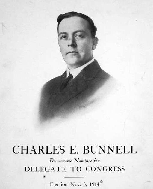 Photo courtesy of the University of Alaska
 Fairbanks archives
In 1914, five years before he would preside over the murder trials of William Dempsey, Charles Bunnell ran to become a territorial delegate to the U.S. Congress.