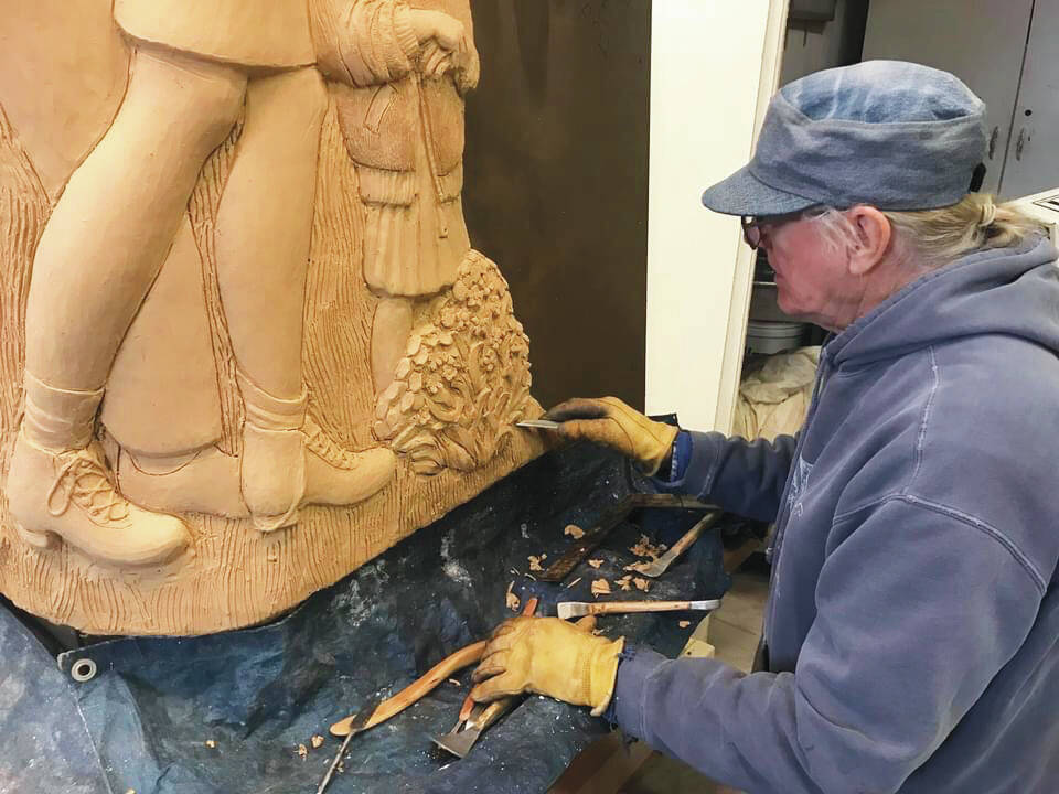 Photo by Christina Whiting/Homer News
Art Koeninger works on the Loved & Lost memorial bench in the summer 2022 at a shop out East End Road.