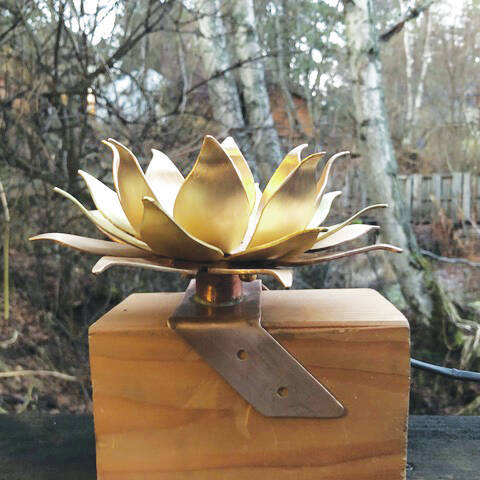 Photo provided by Art Koeninger
Bronze Lotus Lamp by Art Koeninger created for the Loved and Lost Memorial Bench, based on a design by Brad Hughes, Homer, 2022.