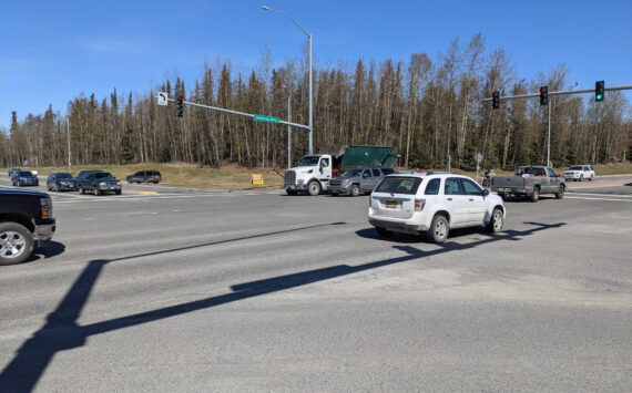 The intersection of the Kenai Spur and Sterling highways is seen on Saturday, May 7, 2022, in Soldotna, Alaska. (Peninsula Clarion file photo)