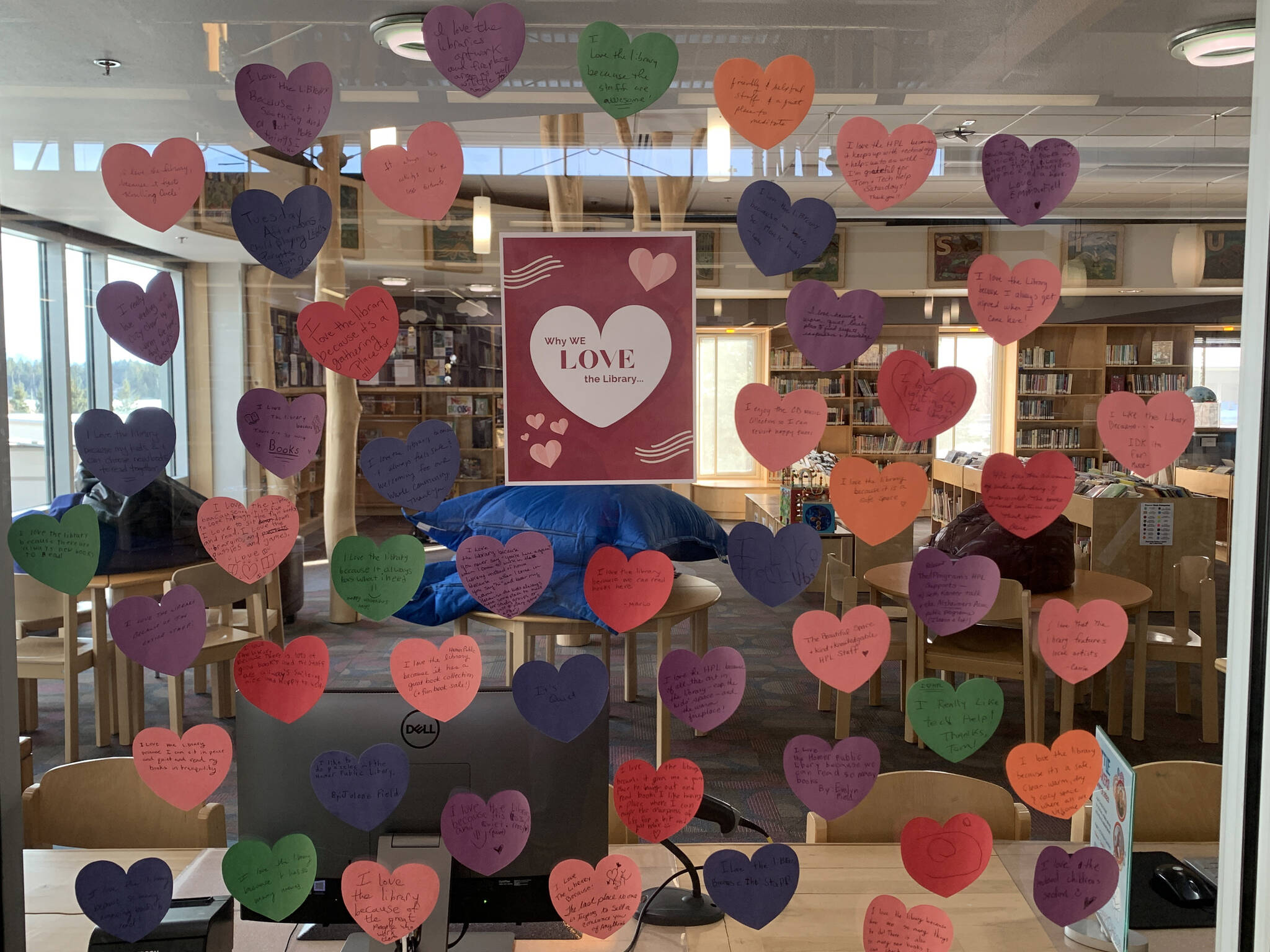 “Why We Love the Library” is on display at the Homer Public Library on Wednesday<ins>, March 15, 2023 in Homer, Alaska</ins>. Photo by Christina Whiting