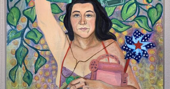 “American Mother,” oil on panel by Brianna Allen, is on display at Homer Council on the Arts through March as part of the “Bodily Autonomy” exhibit co-sponsored by Kachemak Bay Family Planning Clinic.