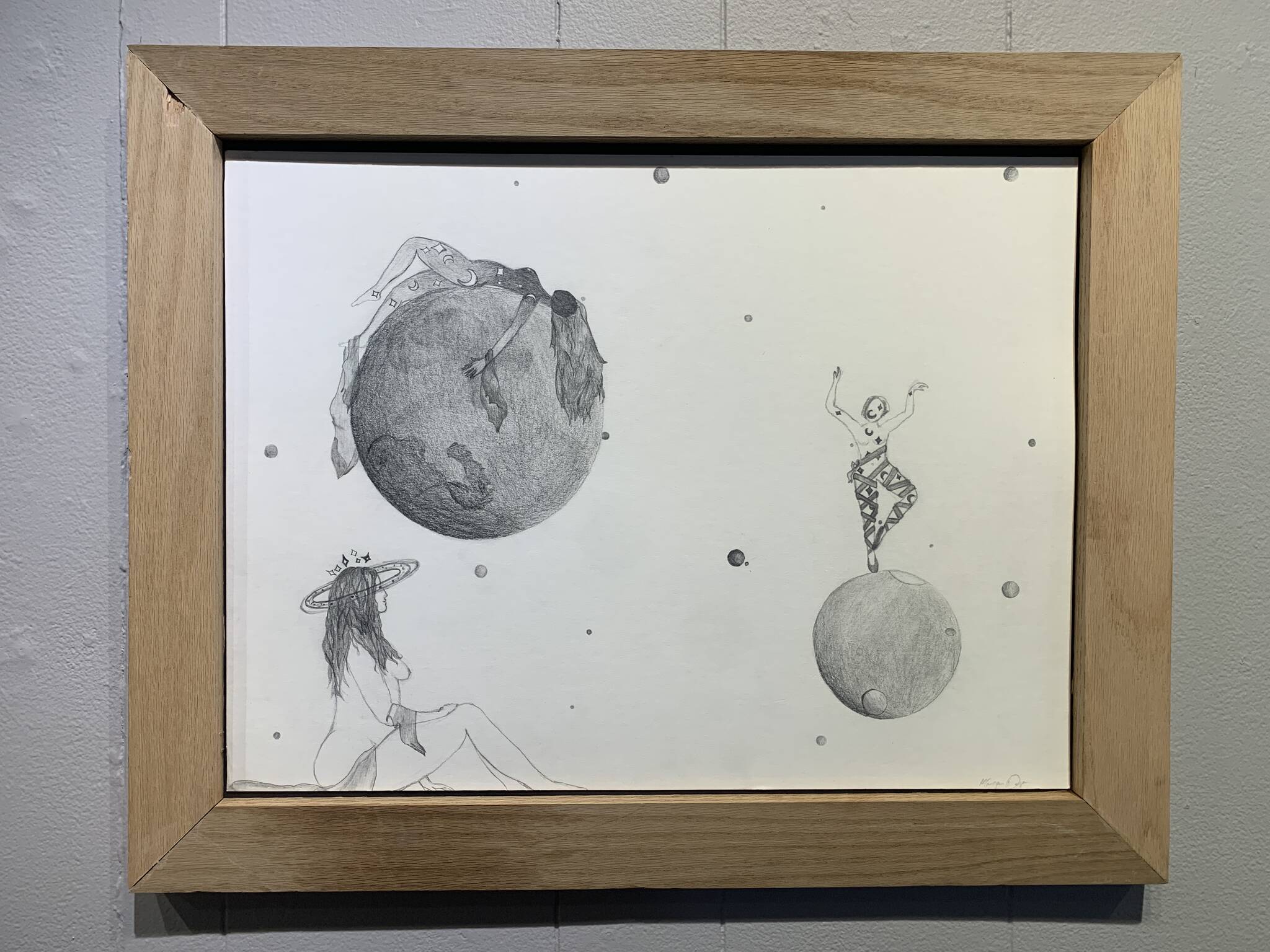 “Moon Dancing,” graphite on paper by Morgan Dwyer, is on display at Homer Council on the Arts through March as part of the “Bodily Autonomy” exhibit co-sponsored by Kachemak Bay Family Planning Clinic. (Photo by Christina Whiting/Homer News)