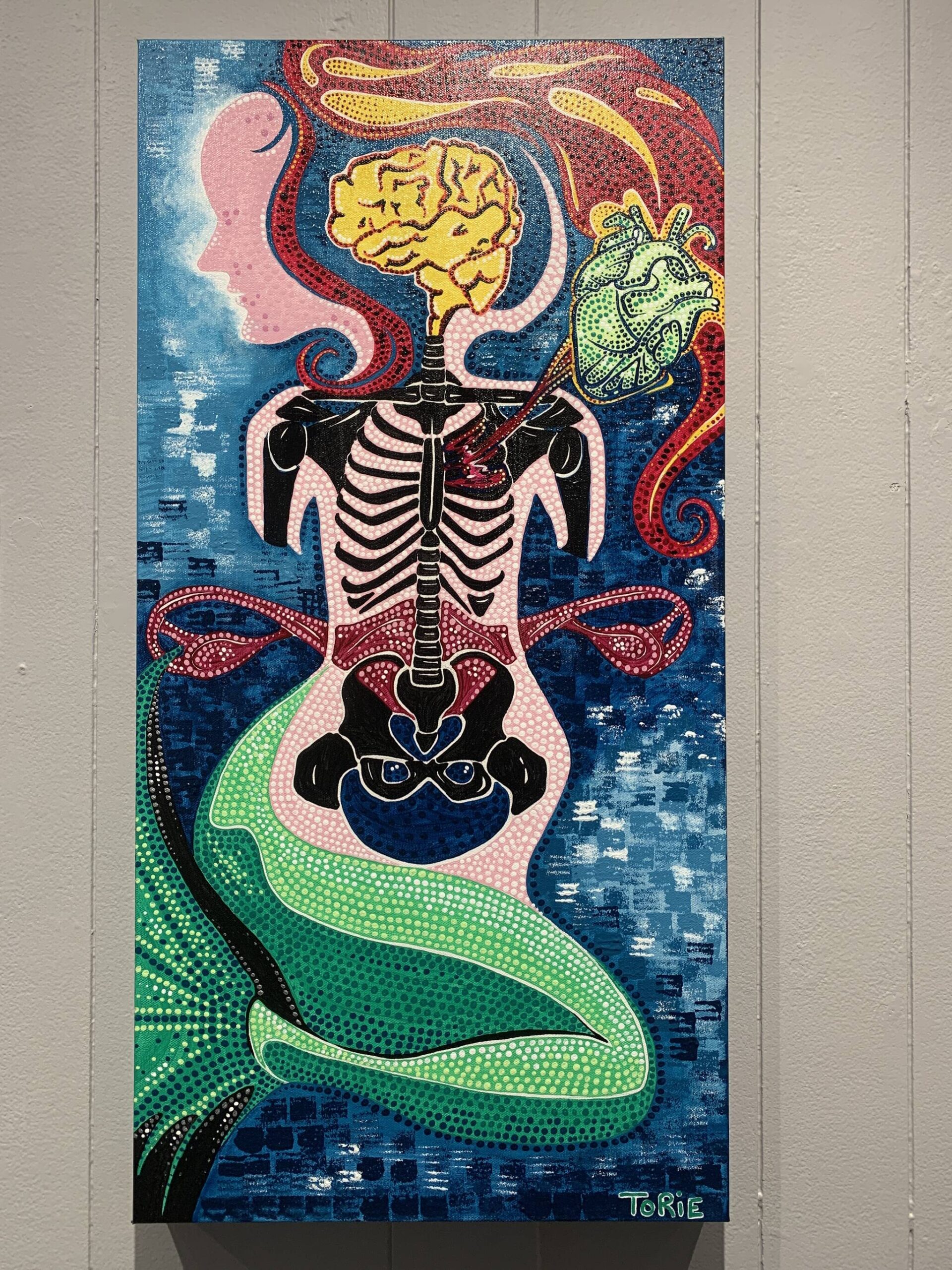 “My Own,” acrylic on canvas by Torie Rhyan, is on display March 16 at Homer Council on the Arts through March as part of the “Bodily Autonomy” exhibit co-sponsored by Kachemak Bay Family Planning Clinic. (Photo by Christina Whiting/Homer News)