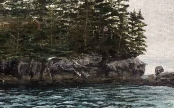 “Billiken Point,” acrylic painting by Homer youth artist Leah Dunn, painted in August 2021. Dunn is one of numerous local artists participating in the Ready Set Art fundraiser for Ptarmigan Arts. (Photo provided by Leah Dunn)