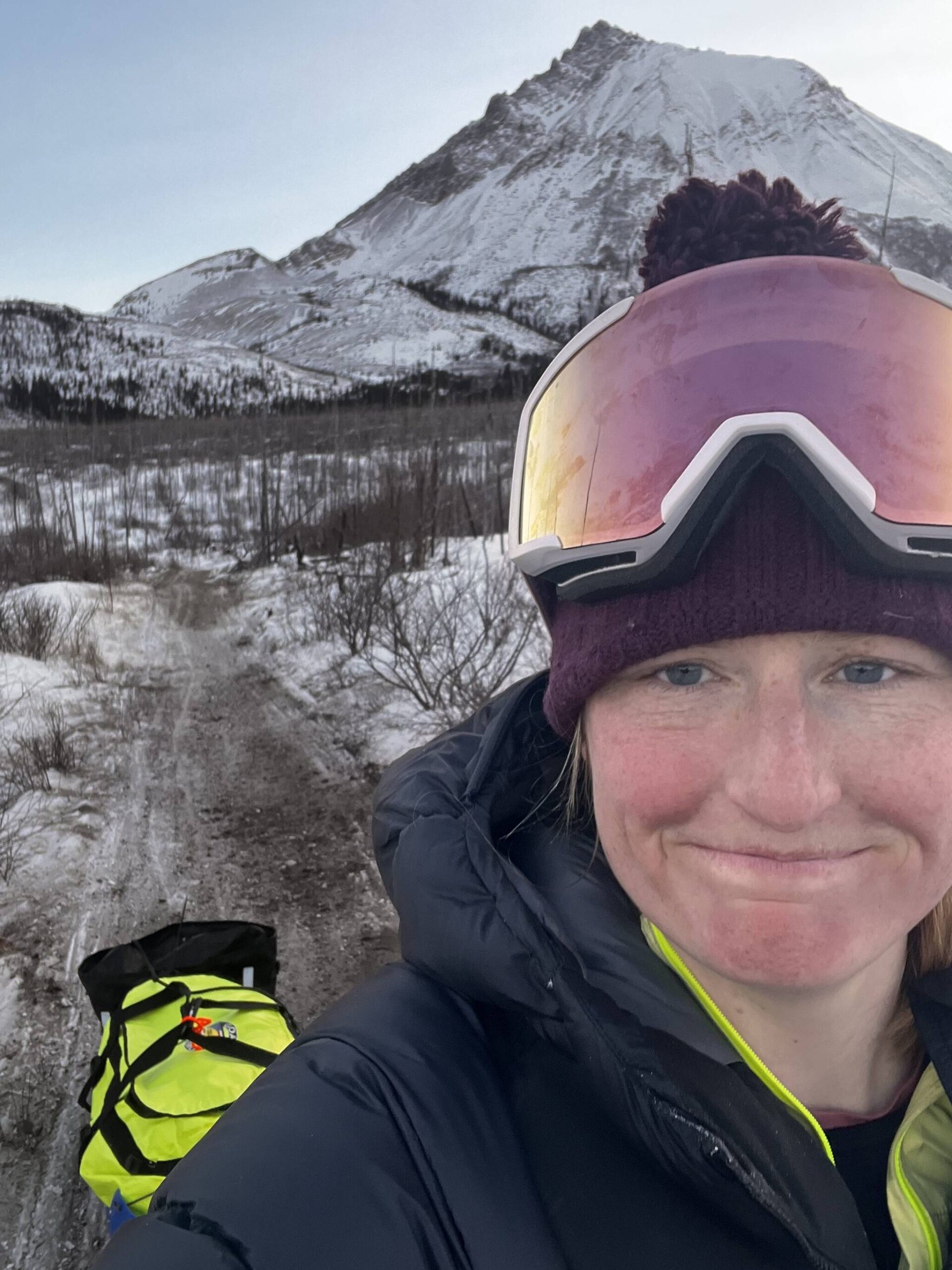 Jaclyn Arndt takes a selfie, showing trail conditions in the 2023 Iditarod Trail Invitational. (Photo provided by Jaclyn Arndt)