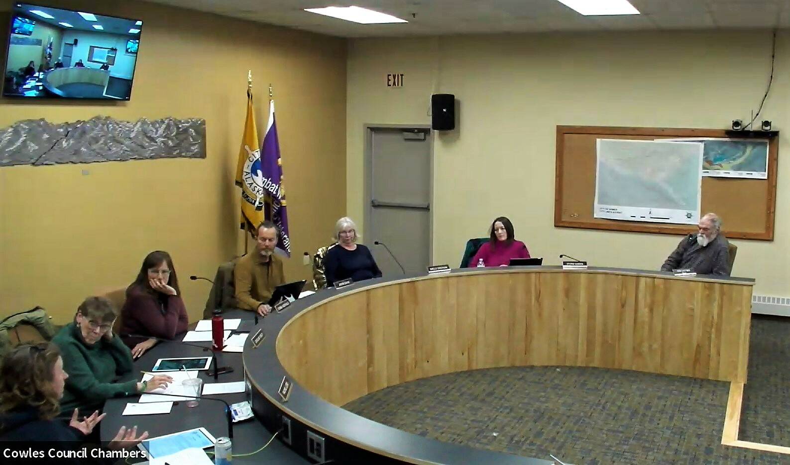 The Homer City Council discusses the mayor’s vetoes during the regular meeting on Monday, March 13. Screenshot.