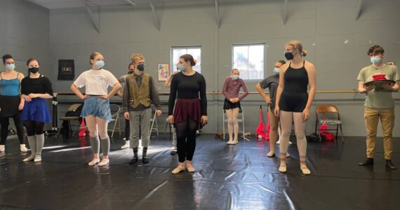 Dancers rehearse for the upcoming production of “Alice in Wonderland” at the Homer Art Barn on Saturday<ins>, April 1, 2023</ins>. (Photo by Emilie Springer/Homer News)