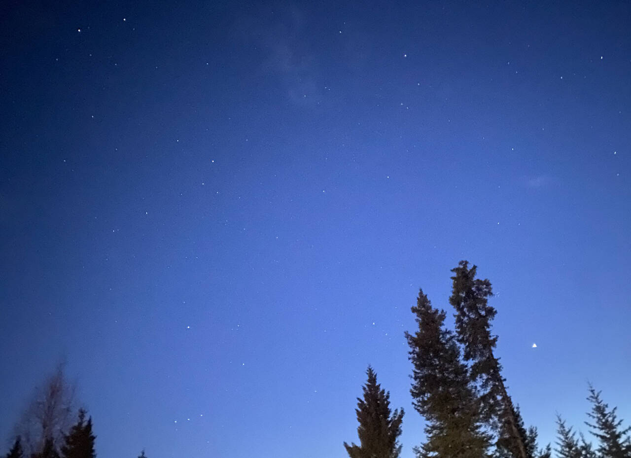 Constellations in the night sky just north of Homer, Alaska are photographed on Wednesday, April 5, 2023. Photo by Callie Steinberg