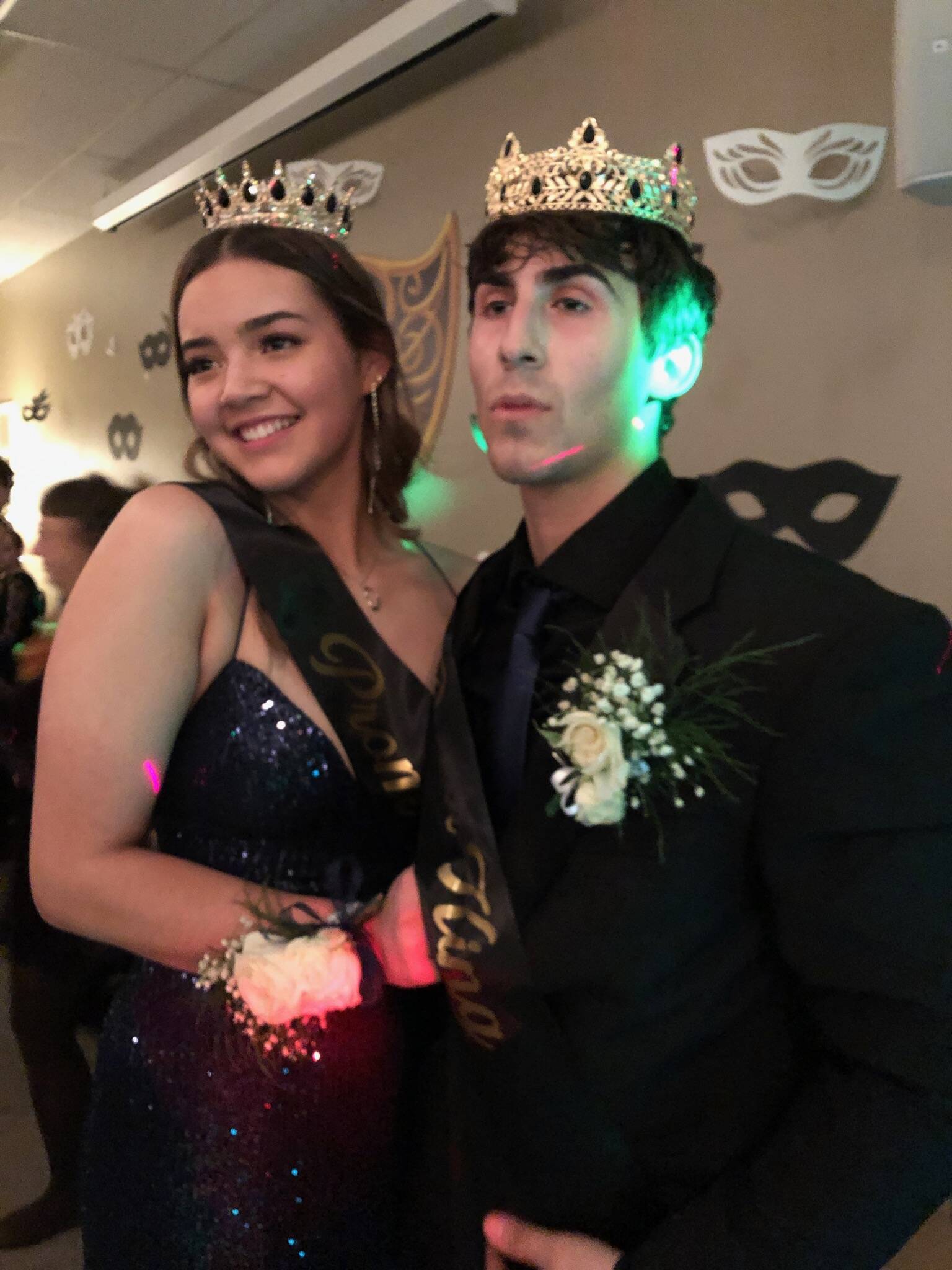 2023 Homer High School prom king and queen, Lars Pleznac and Nevaeh Diaz, on Saturday. (Photo provided by Erin Bregge)