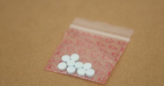 This March 10 photo shows fentanyl pills seized by police. (Clarise Larson / Juneau Empire File)