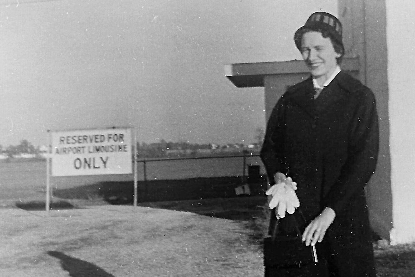 The date is Oct. 19, 1957. The place is an airport in Kokomo, Indiana. The occasion is her departure from the Midwest. Her ultimate destination is Whittier, Alaska. (Photo courtesy Fair Family Collection)