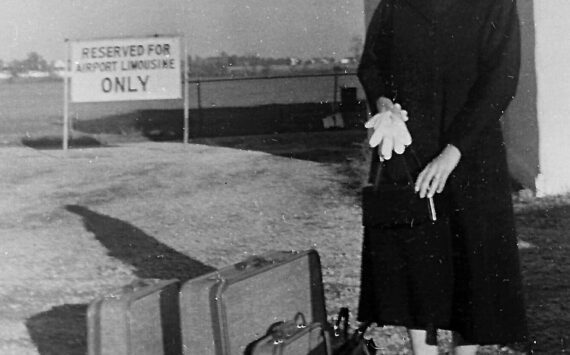 Photo courtesy Fair Family Collection
The date is Oct. 19, 1957. The place is an airport in Kokomo, Indiana. The occasion is her departure from the Midwest. Her ultimate destination is Whittier, Alaska.