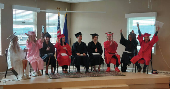 Homer Flex 2023 graduates celebrate during their commencement ceremony, Monday May 15, 2023, at Land’s End Resort. (Photo provided by Ingrid Harrald)