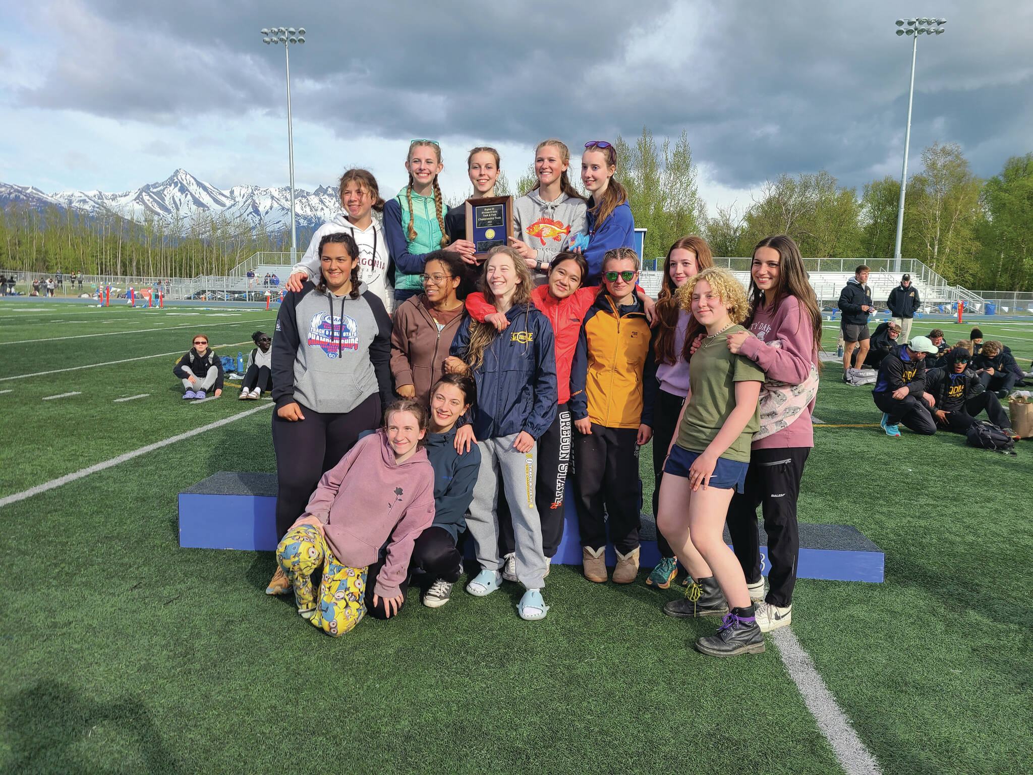 Homer High School girls track team photographed Saturday. The team won Region 3, Division 2 Championships in Palmer (Photo provided by Lucas Parsley)