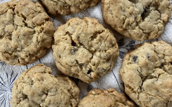 Oatmeal raisin cookies to celebrate a one-year anniversay. (Photo by Tressa Dale/Peninsula Clarion)