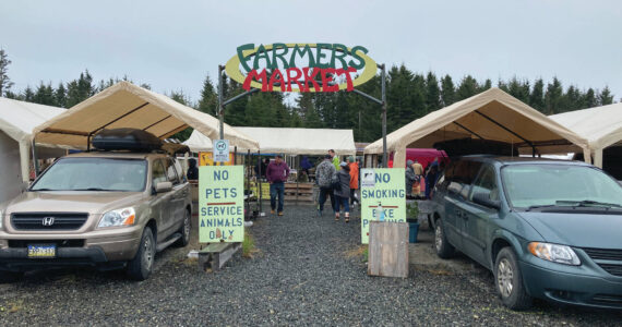 The entrance to the Homer Farmers Market in Homer. (Photo by Sarah Knapp/Homer News)