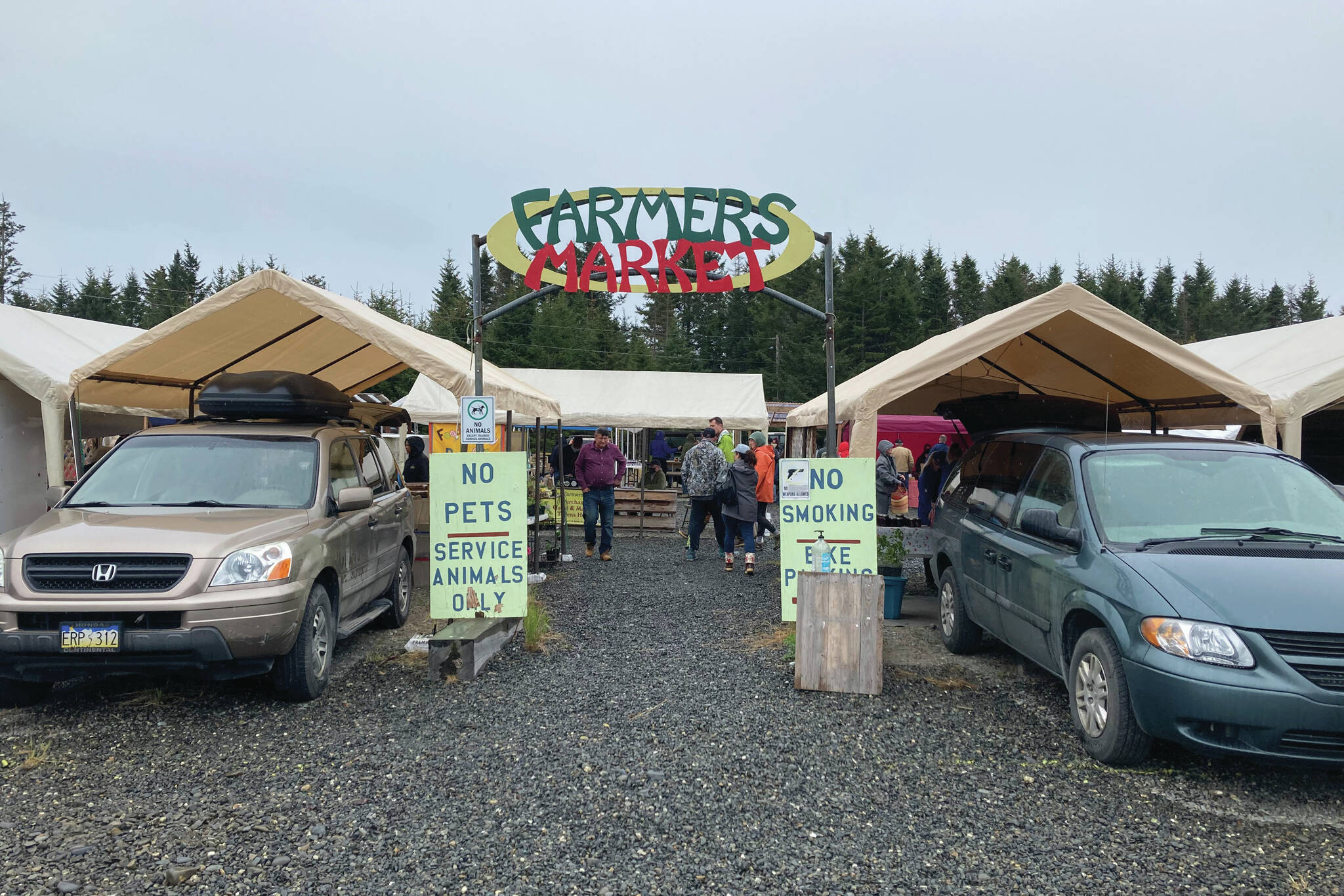 The entrance to the Homer Farmers Market in Homer. (Photo by Sarah Knapp/Homer News)