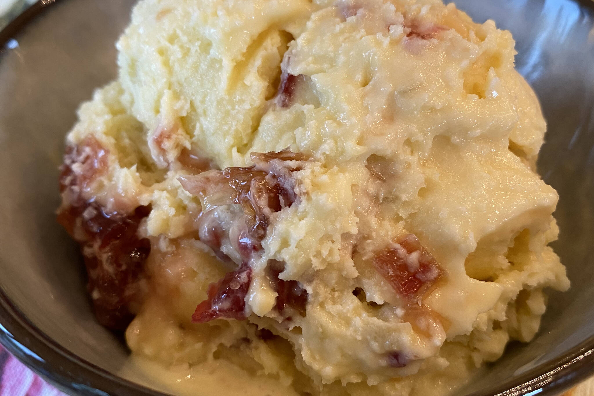 Homemade rhubarb ice cream is served. (Photo by Tressa Dale/Peninsula Clarion)