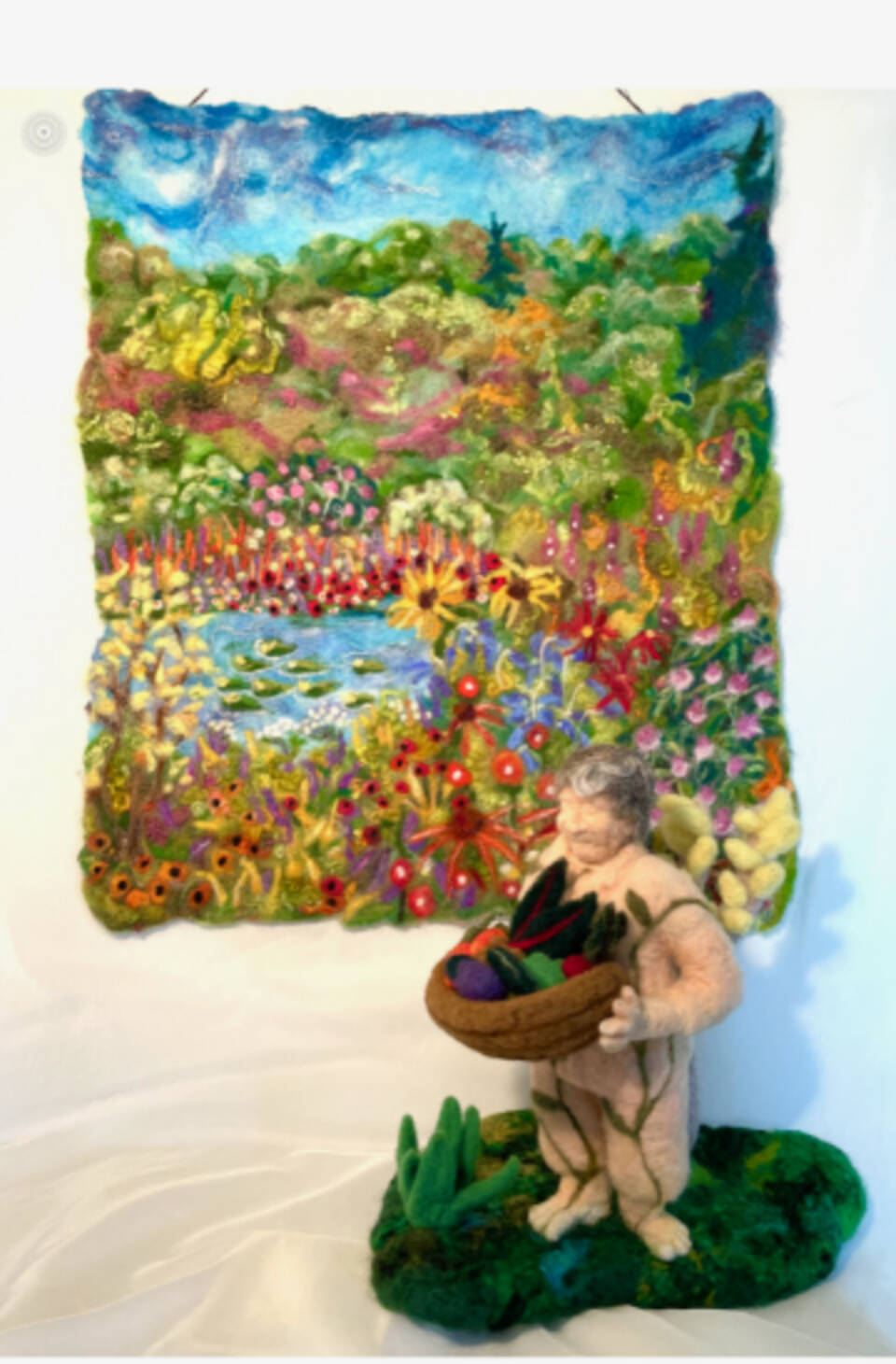 “Marion’s Garden,” a wool painting by Nancy Wise is on display through July alongside felted work by Susan Williams Polgar at the Art Shop Gallery in Homer, Alaska. Photo courtesy of Art Shop Gallery