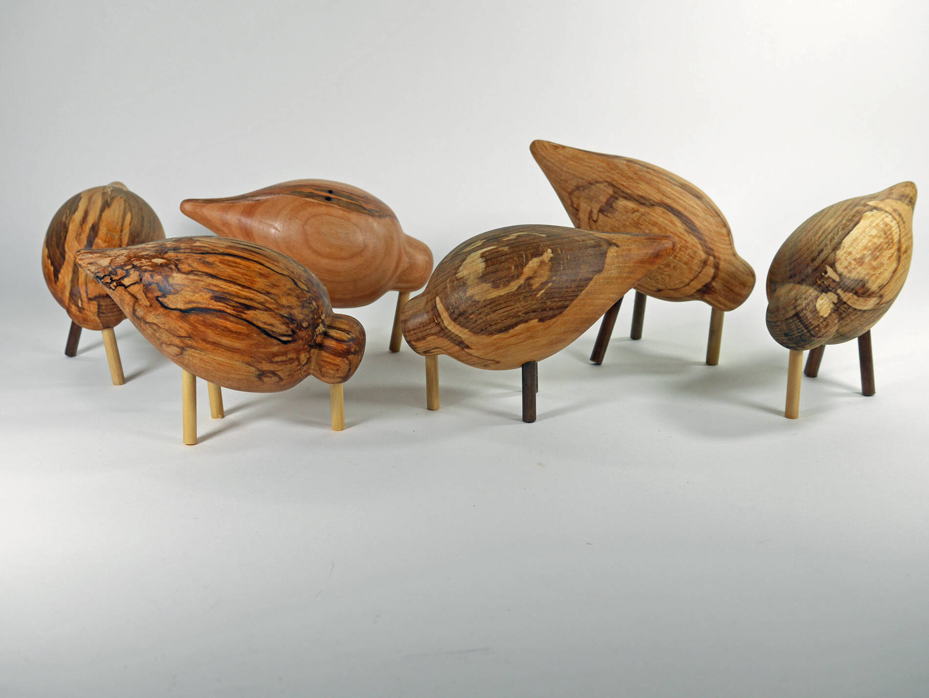 “Shorebirds Grouping 3,” woodworking by Ted Heuer is on display at Ptarmigan Arts during a popup event running July 7-9 in Homer, Alaska. Photo courtesy of Ptarmigan Arts