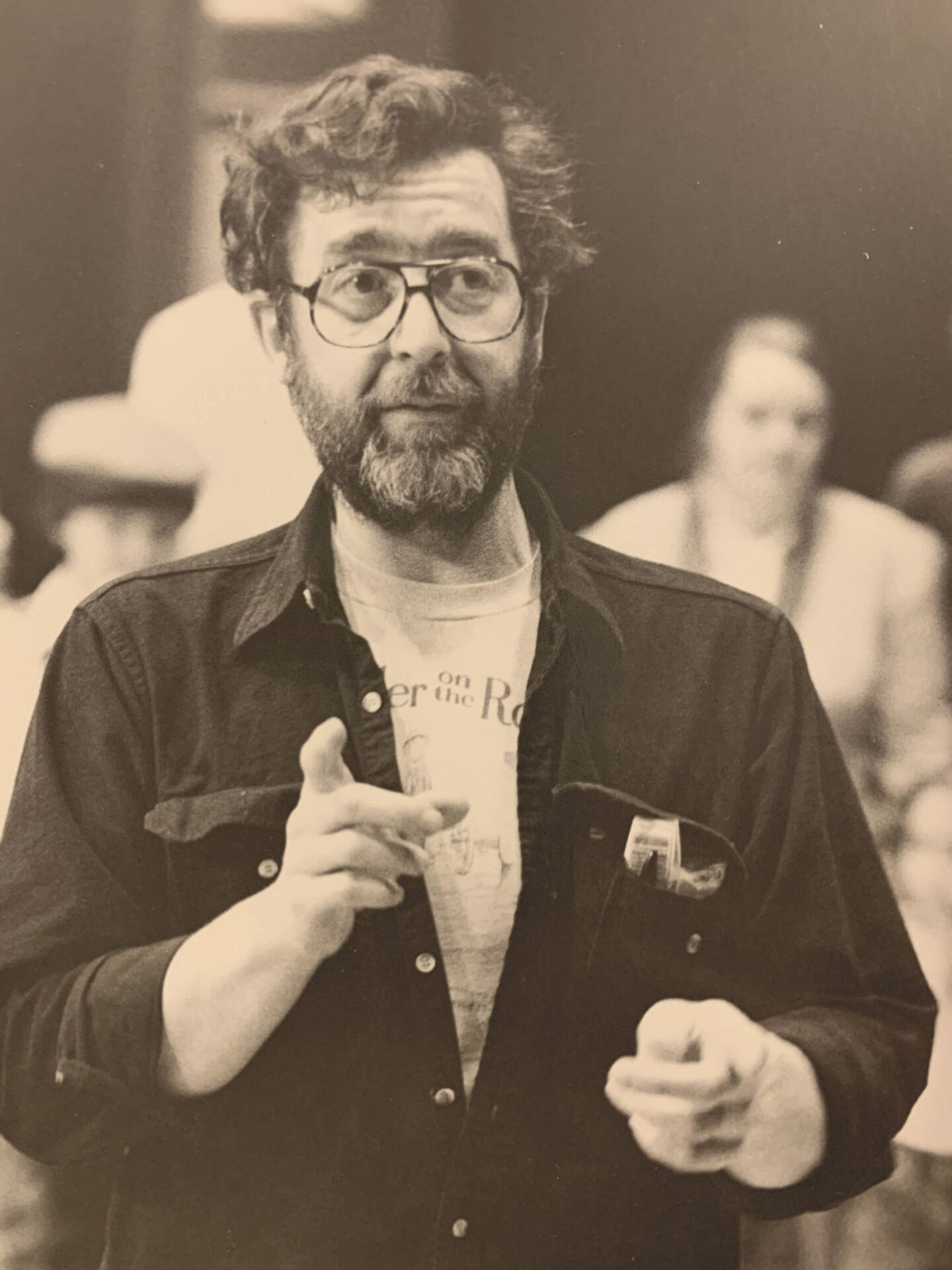 Pier One Theatre’s longtime director, Lance Petersen, is photographed directing a rehearsal of the production “Music Man” in 1982 in Kenai, Alaska. Photo courtesy of Pier One Theatre
