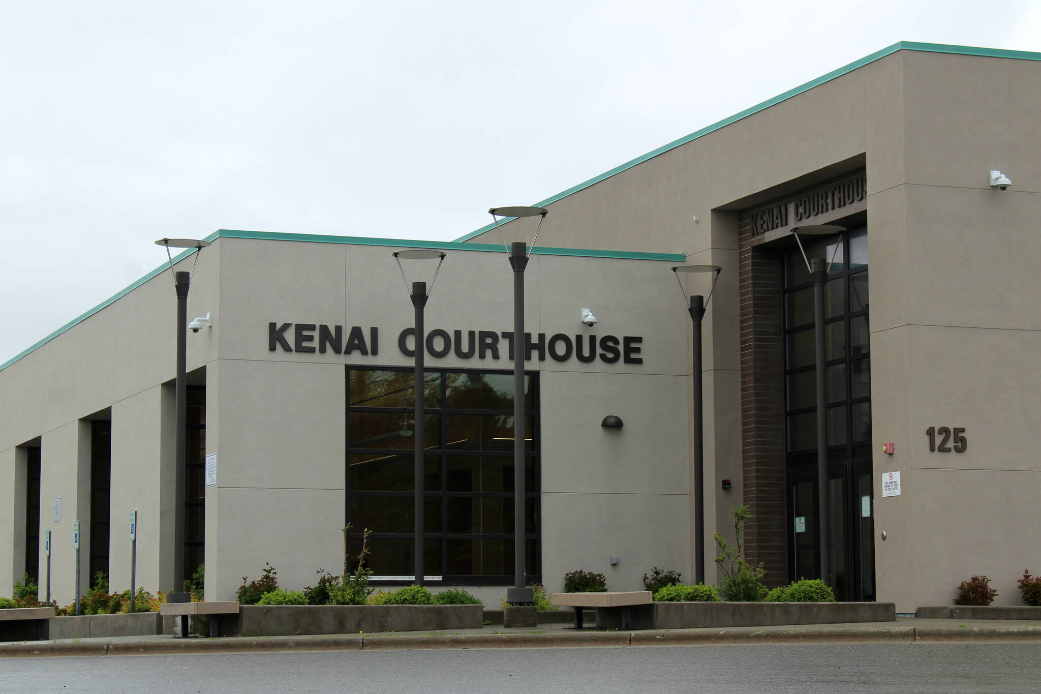 Shrubs grow outside of the Kenai Courthouse on Monday, July 3, 2023 in Kenai, Alaska. (Ashlyn O’Hara/Peninsula Clarion)