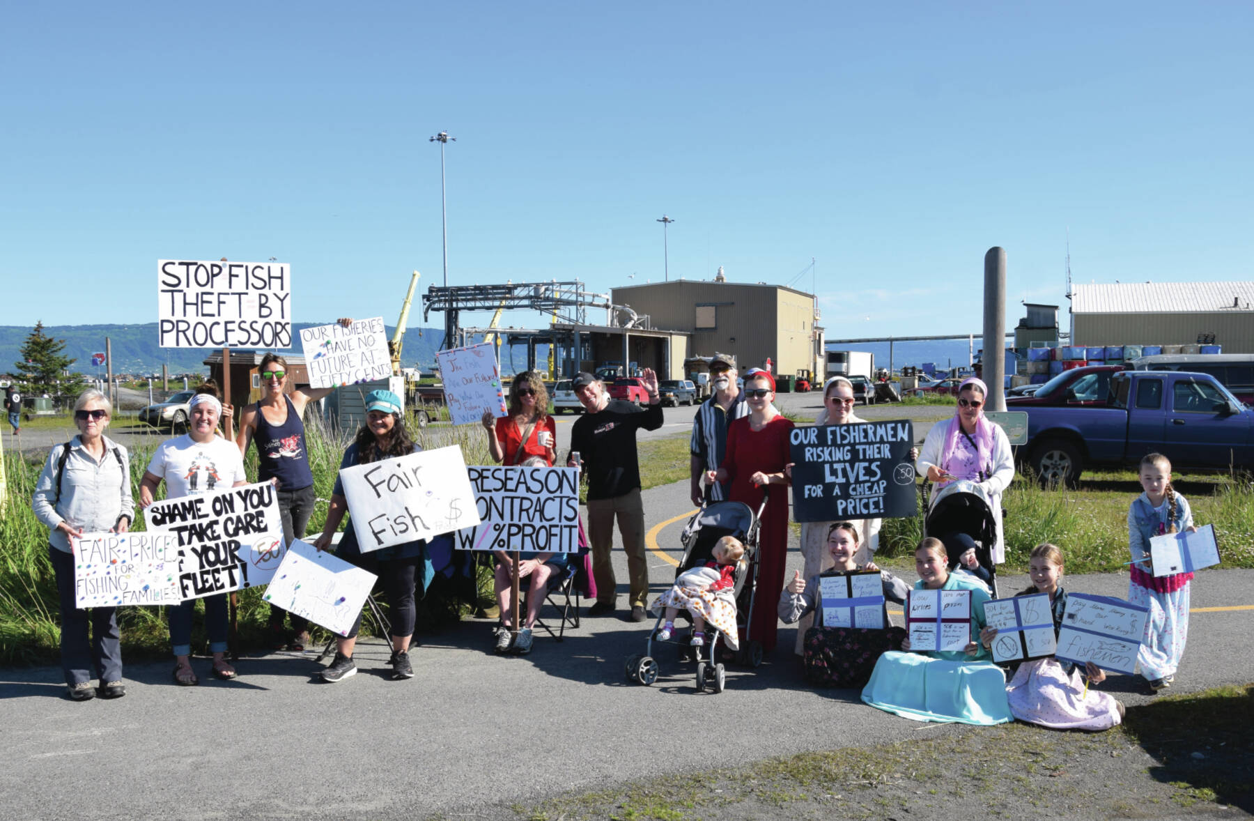 Photo by Emilie Springer/ Homer News
Homer residents support Bristol Bay salmon price protest in Homer on Saturday.