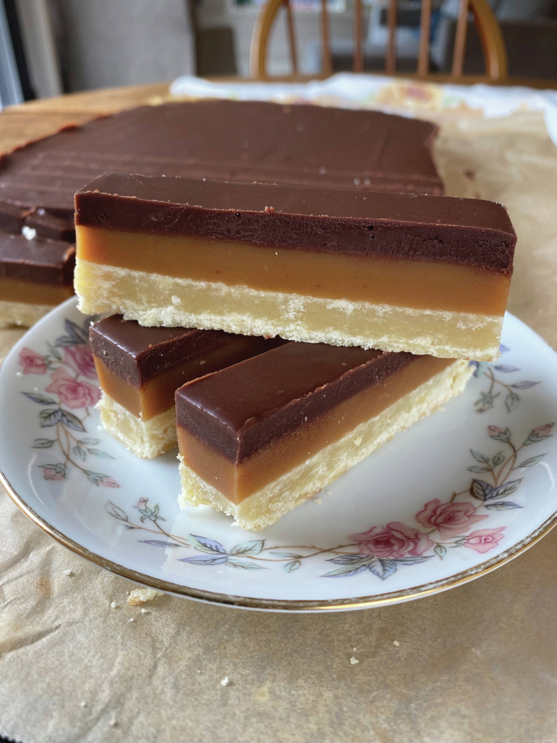 Photo by Tressa Dale/Peninsula Clarion
This homemade bar of shortbread, caramel and chocolate mimics a brandname candy bar for a luxurious at-home treat.
