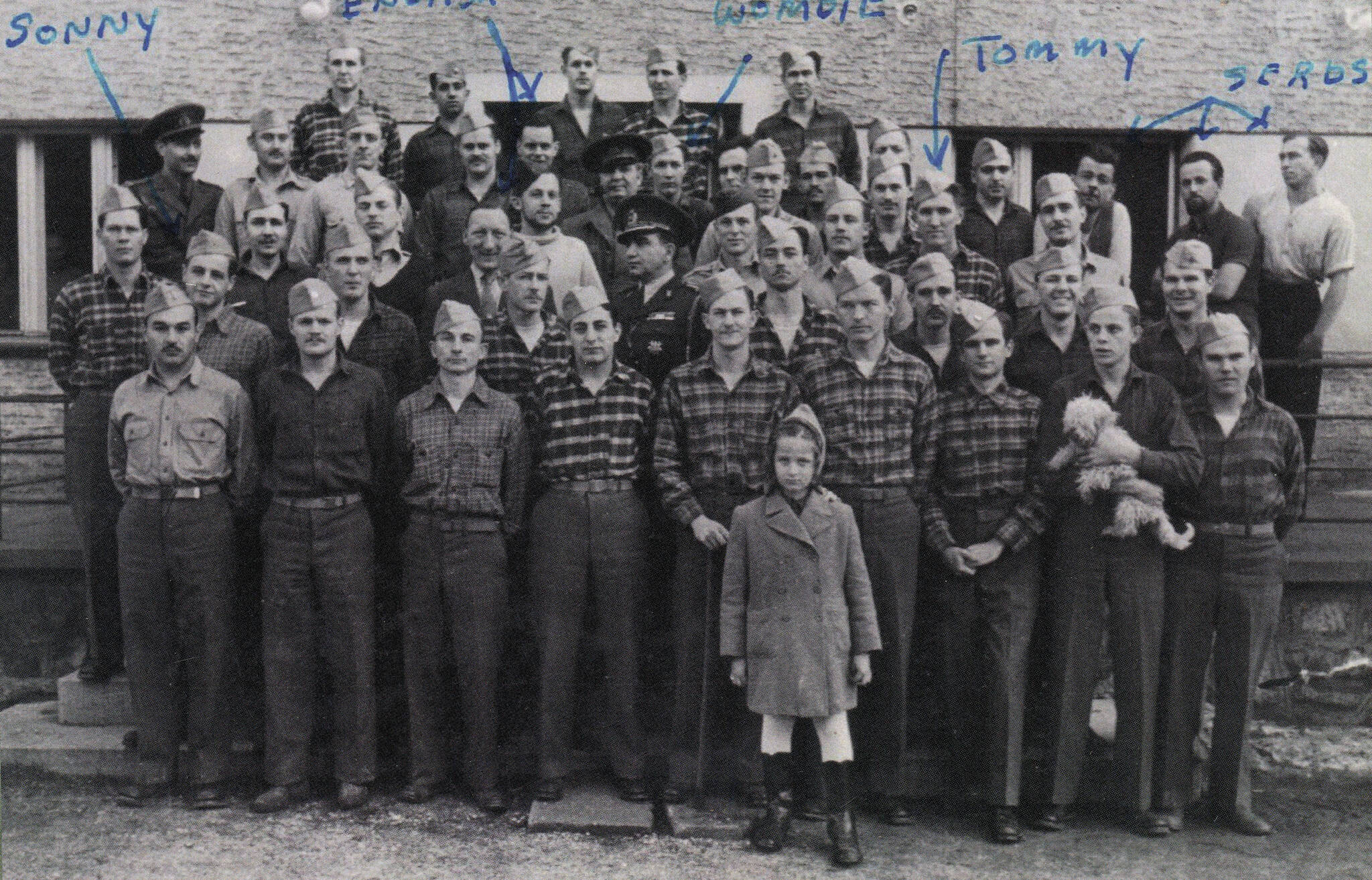 [m2b—] This group of prisoners of war in Romania in 1943-44 included Second Lieutenant Lawrence H. Lancashire (labeled “Sonny” here at left). Lancashire was released after more than a year in captivity. (Photo courtesy of the Lancashire Family Collection)