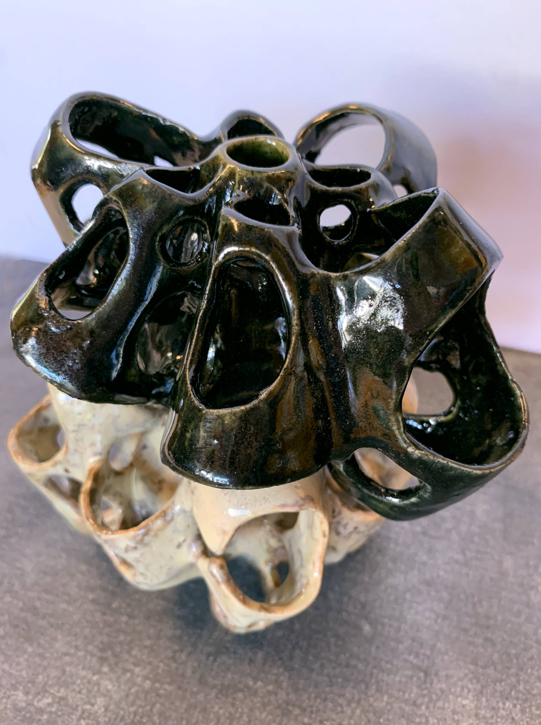 “Stacked,” a ceramic sculpture by Sarah Julig is on display at Homer Council on the Arts during their September ceramics student showcase. Photo provided by Homer Council on the Arts