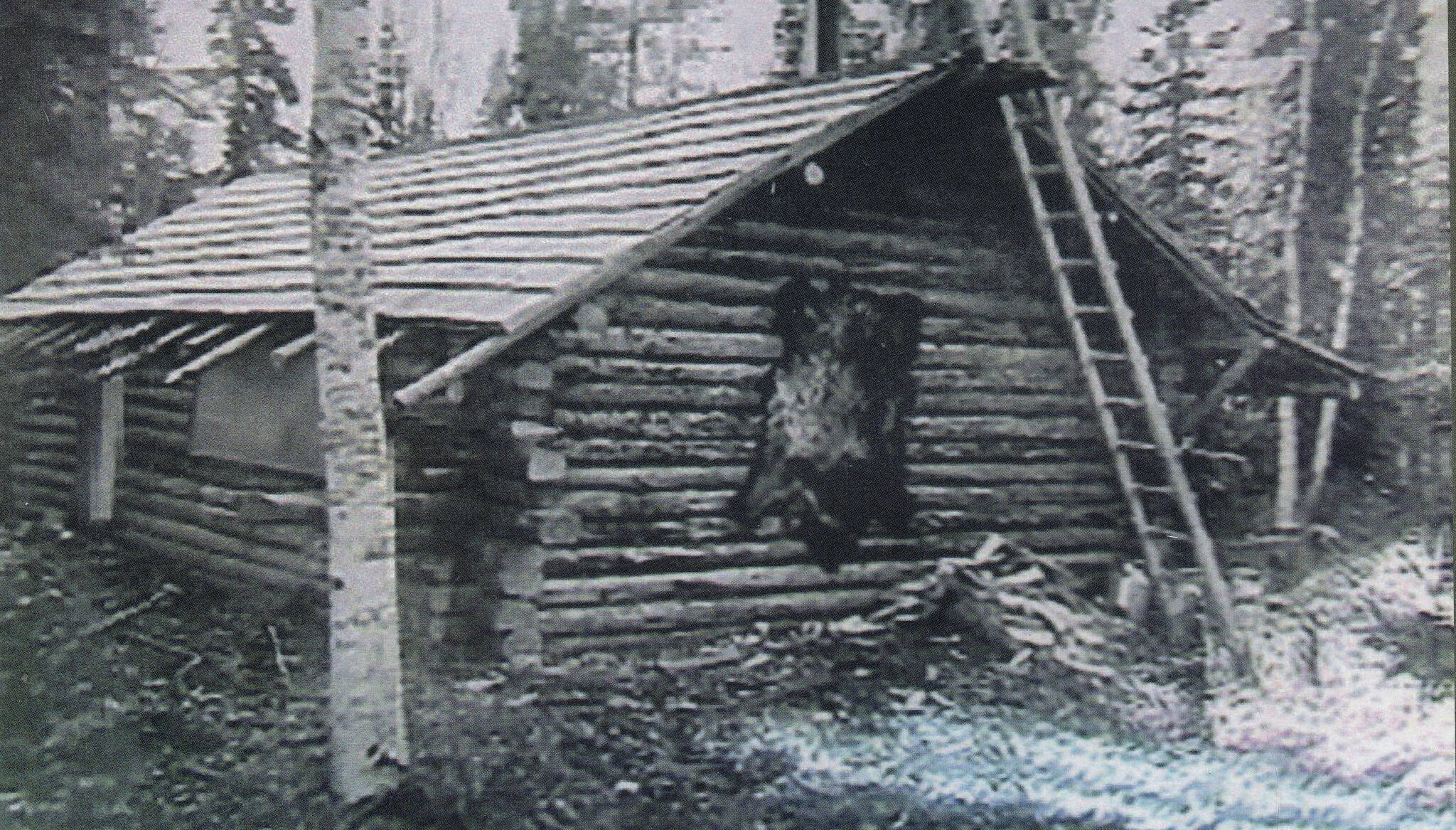 Photo courtesy of the Lancashire Family Collection
This is the original Lancashire homestead cabin, completed in the fall of 1948. Before this, the family lived in a large wall tent on their property.