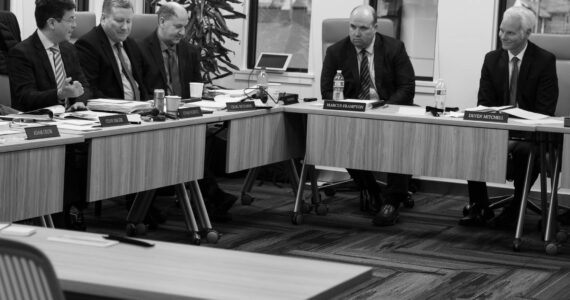 Trustees and Staff discuss management and investment of the Fund. (Courtesy Alaska Permanent Fund Corporation)