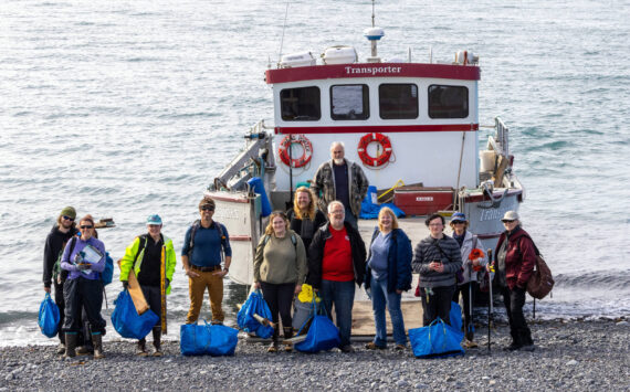 Volunteers at Glacier Spit Cleanup in September 2022.  Photo provided by Center for Alaska Coastal Studies