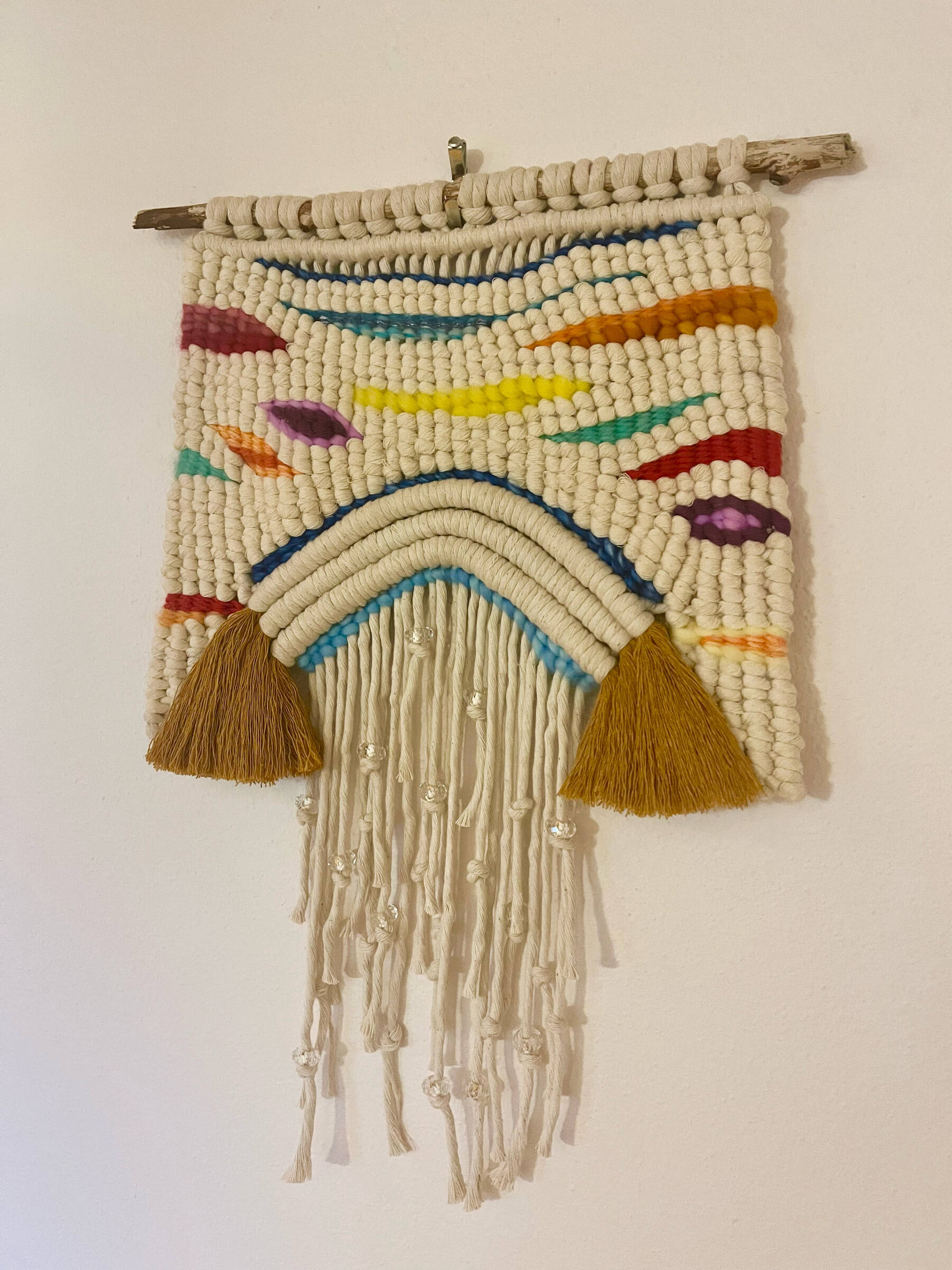 “Rainbow Warrior,” a macraweave by Chelsea Carpenter, is on display in Bunnell Arts Center’s 10x10 show through September 2023. Photo provided by Chelsea Carpenter