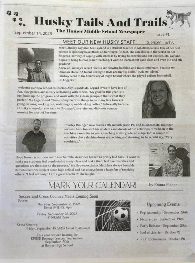 Homer Middle School students launch newspaper Homer News