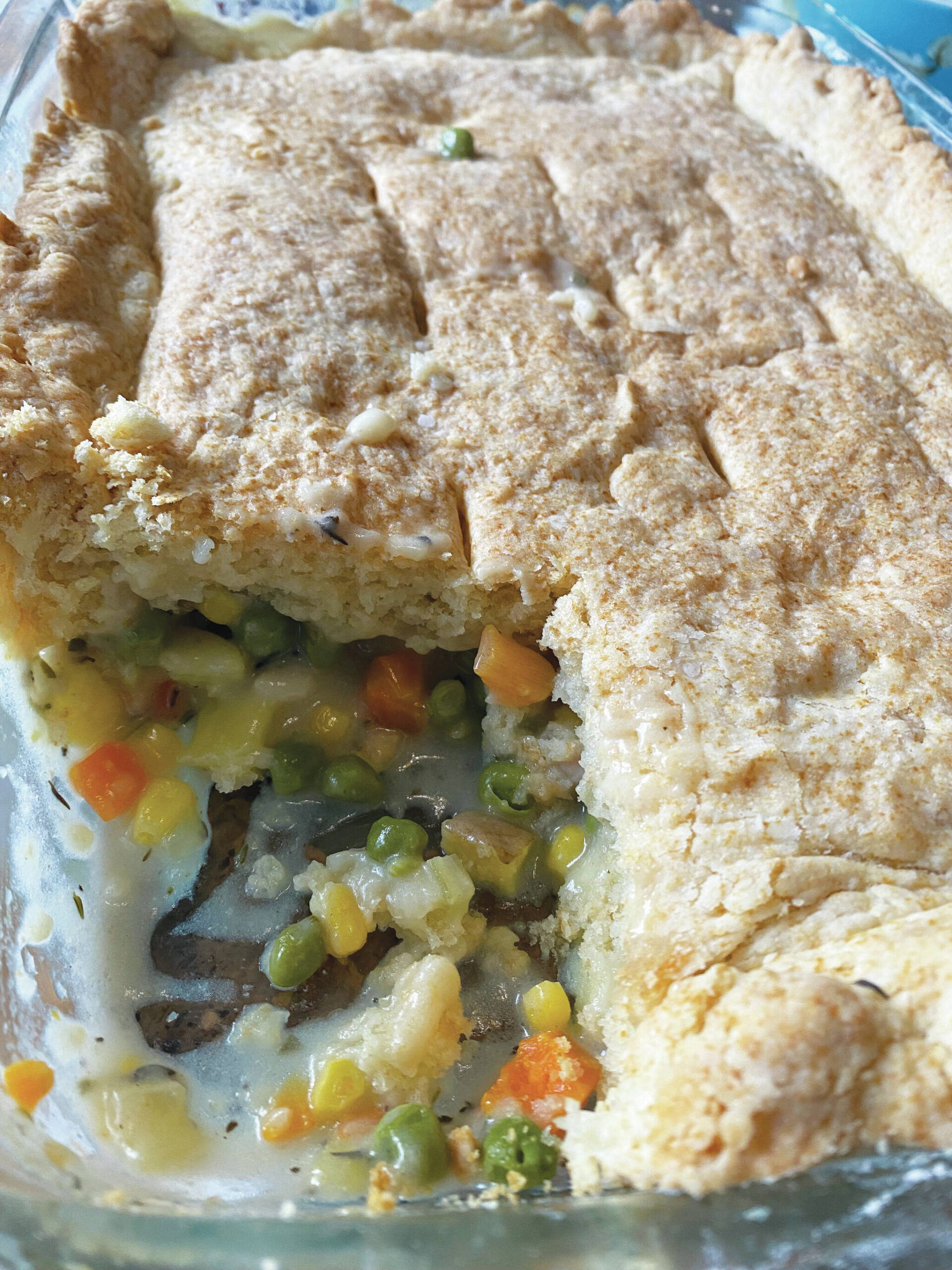 Photo by Tressa Dale/Peninsula Clarion
Shredded chicken and vegetables are topped with a butter crust in this classic chicken pot pie.
