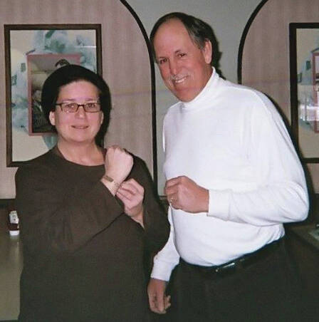 Photo courtesy of James Littlefield
Jackson Ball’s eldest daughter, Margaret, met with East Lyme High School anthropology teacher James Littlefield in 2010, about a year after Littlefield published an account of the discovery of a sweetheart bracelet (shown here on Ball’s right wrist) with ties to her father.