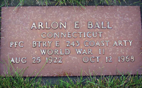 This is the military plaque placed upon the Anchorage grave of Arlon Elwood “Jackson” Ball. (Photo from findagrave.com)