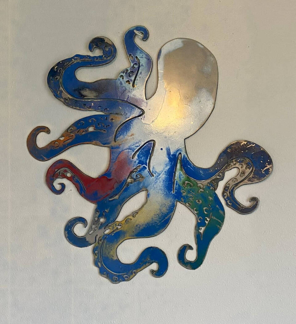 A metal octopus, created by Homer artist Ellie DelliGatti in 2022. Photo provided by Ellie DelliGatti