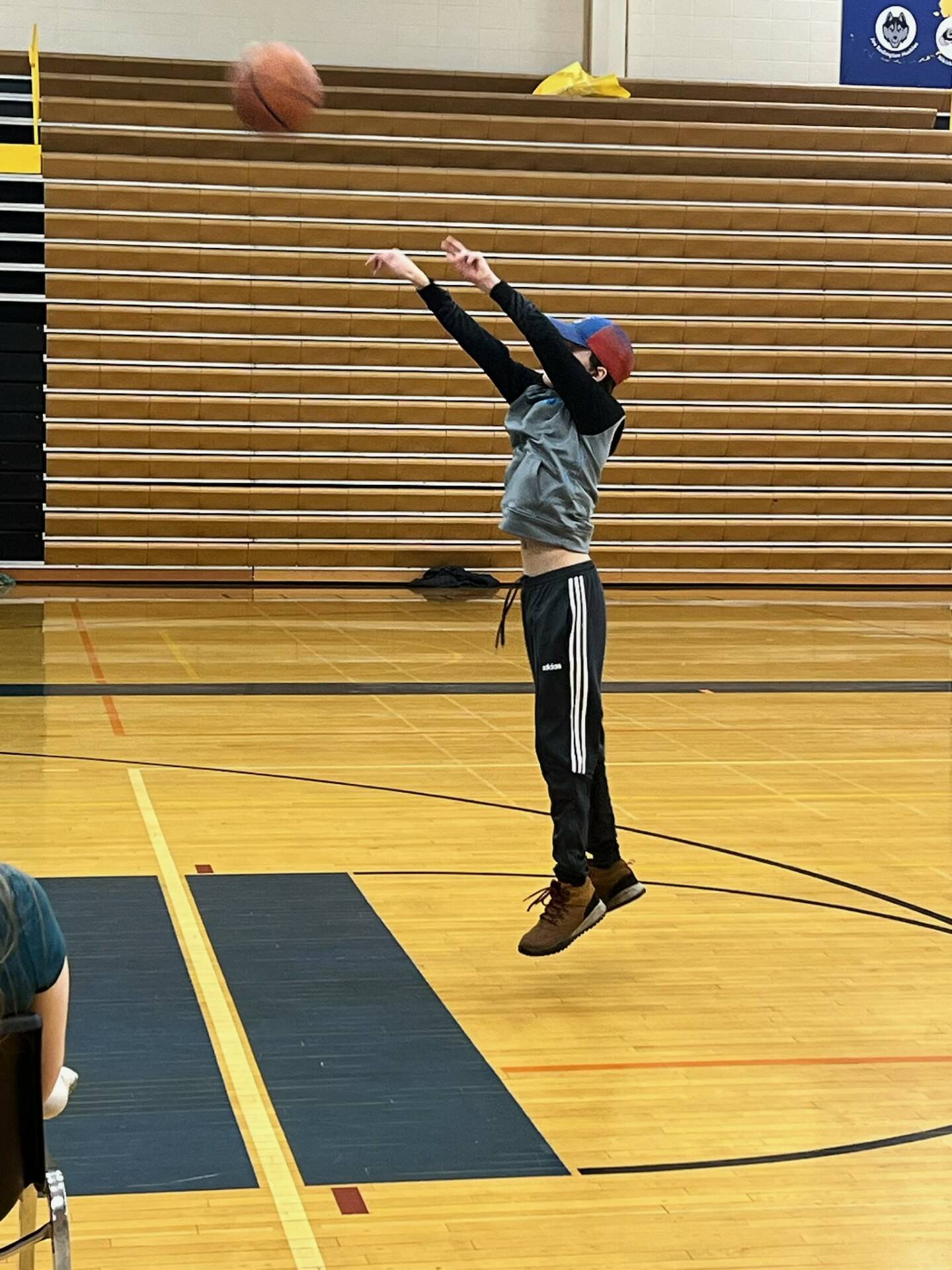Boys division competitor John Chapple V shoots a free throw in the Homer High School gym on Saturday, Nov. 24th, in Homer, Alaska.