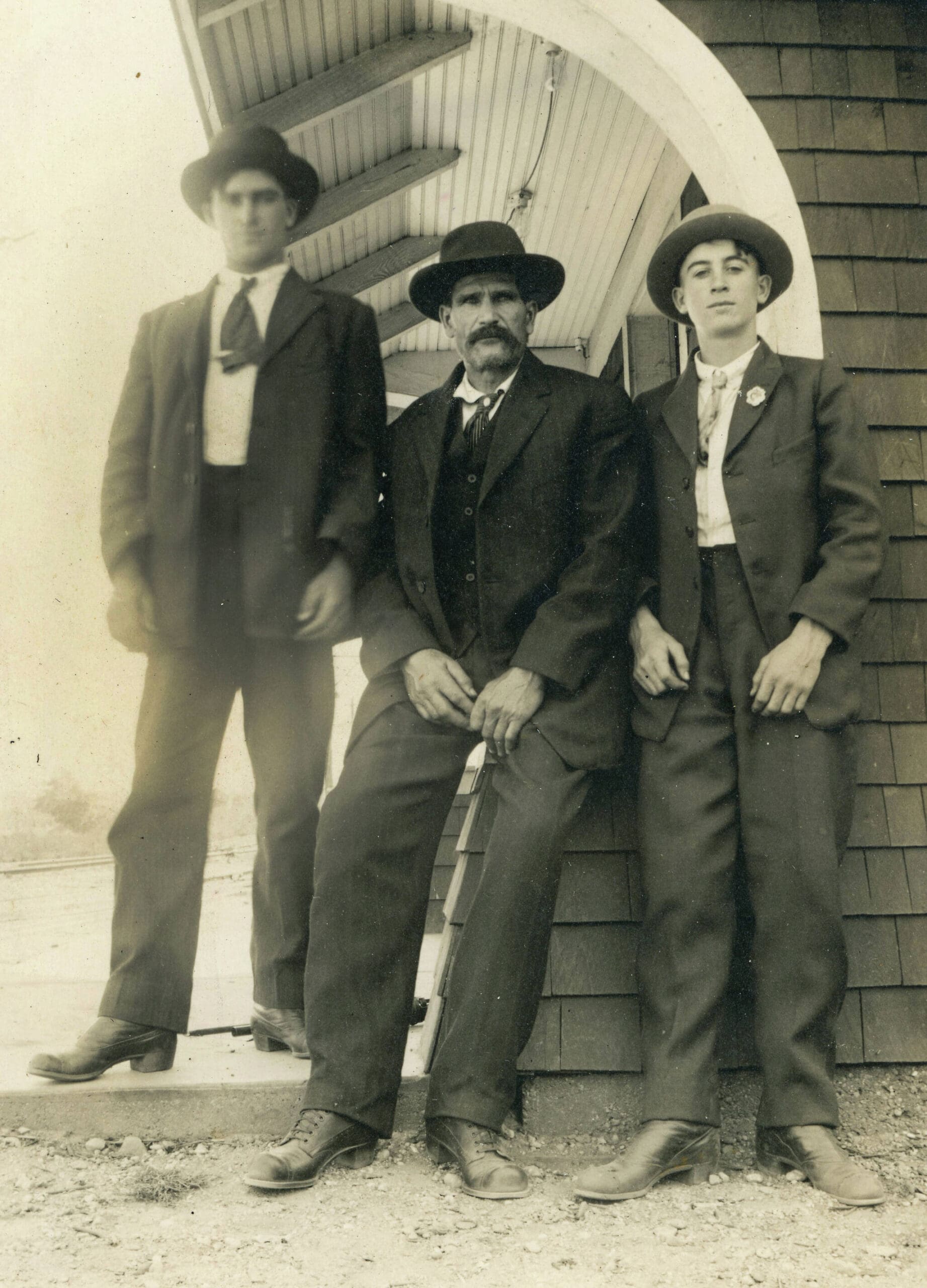 Photo courtesy of the Keeler Family Collection
Lawrence Keeler (left) poses with his father and younger brother (Dewey) in about 1920.